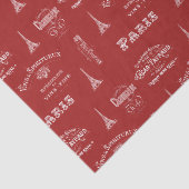 Paris Label Collage Red Tissue Paper Tissuepapier (Detail)