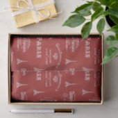 Paris Label Collage Red Tissue Paper Tissuepapier (Geschenk)