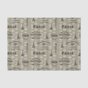 Paris Label Collage Tan Toile Tissue Paper Tissuepapier