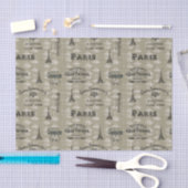 Paris Label Collage Tan Toile Tissue Paper Tissuepapier (Craft)