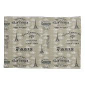 Paris Label Collage Taupe Damask Pillowcase Kussensloop (Achterkant)