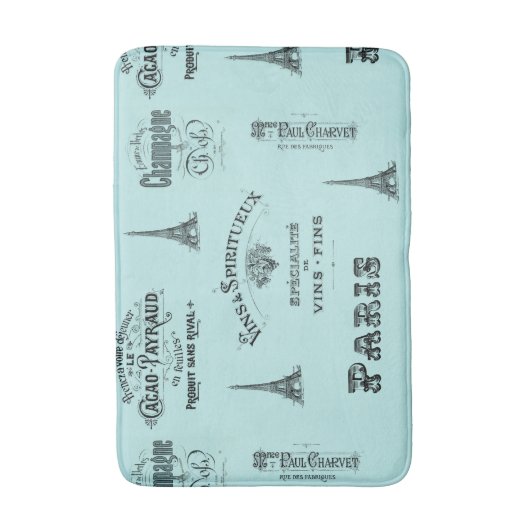 Paris Label French Aqua Bathmat Badmat (Voorkant Verticaal)