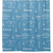 Paris Label French Blue Shower Curtain Douchegordijn (Voorkant)