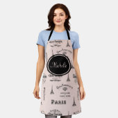 Paris Label French roze Personalized Apron Schort (Gedragen)