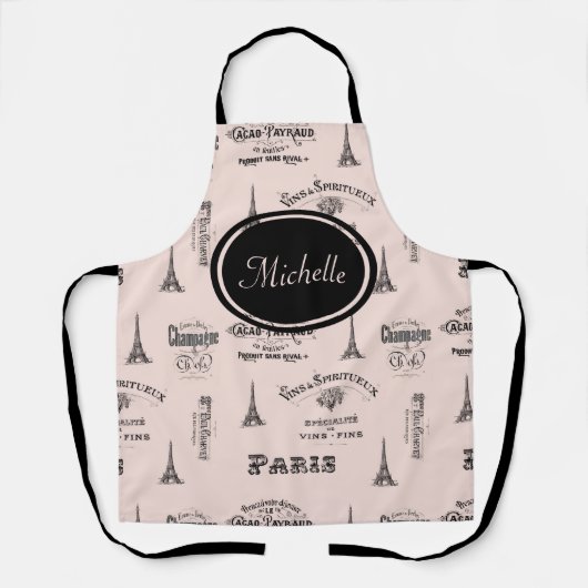 Paris Label French roze Personalized Apron Schort (Voorkant)