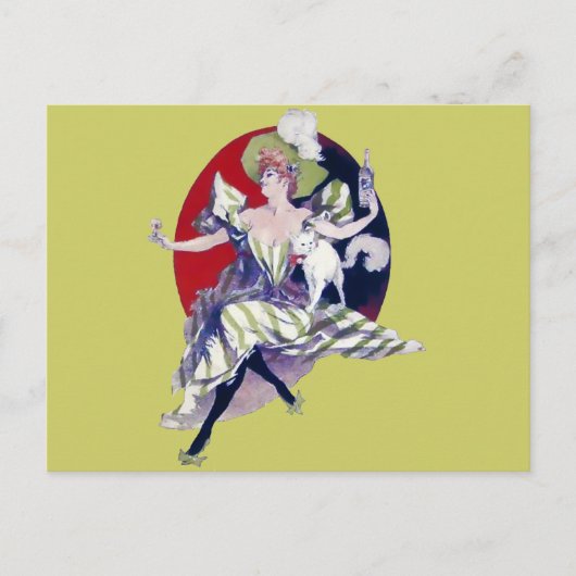  Paris Lady en haar Cat Briefkaart (Voorkant)