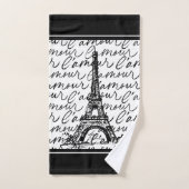 Paris L'Amore Zwart en Wit Eiffel - Romantisch Bad Handdoek (Handdoek)
