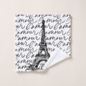 Paris L'Amore Zwart en Wit Eiffel - Romantisch Bad Handdoek (Wasdoekje)
