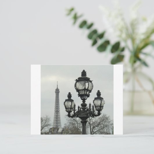 Paris Lamp Post and Eiffel Tower Scene Briefkaart (Staand voorkant)