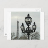 Paris Lamp Post and Eiffel Tower Scene Briefkaart (Voorkant / Achterkant)