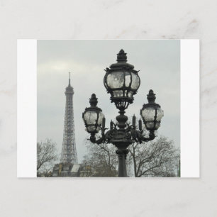 Paris Lamp Post and Eiffel Tower Scene Briefkaart