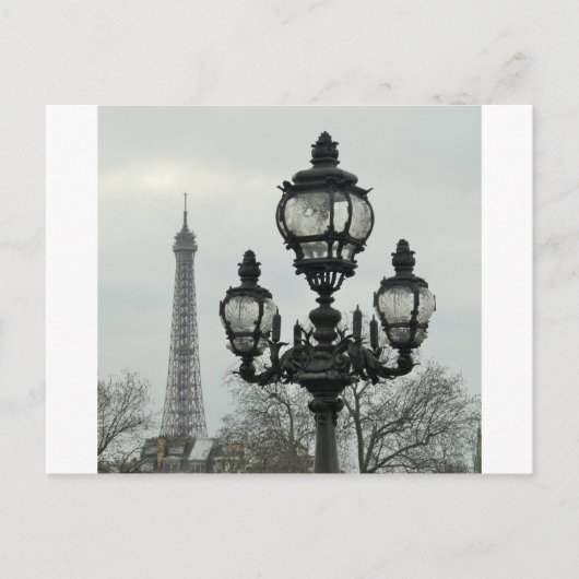 Paris Lamp Post and Eiffel Tower Scene Briefkaart (Voorkant)