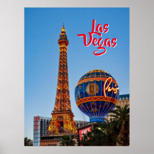 Paris Las Vegas at dusk Briefkaart Poster
