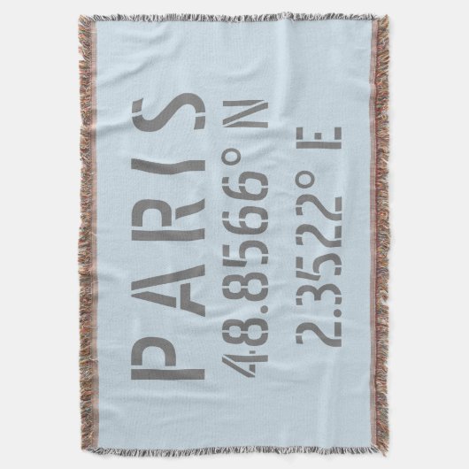 Paris Latitude-lengtecoördinaten Deken (Voorkant Verticaal)