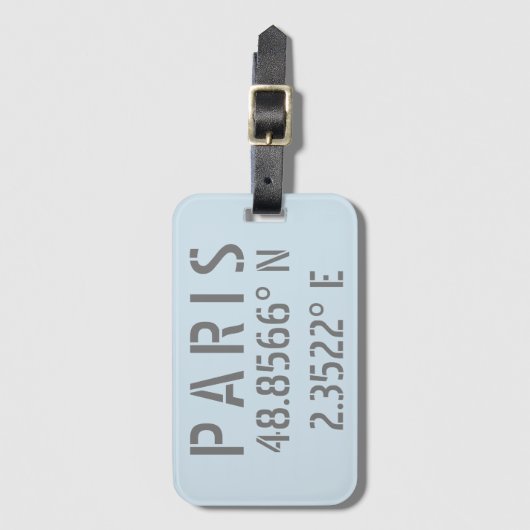 Paris Latitude Longitude Bagagelabel (Voorkant (verticaal))