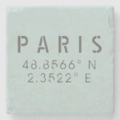 Paris Latitude Longitude Stenen Onderzetter (Voorkant)