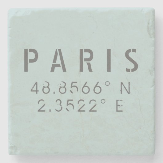 Paris Latitude Longitude Stenen Onderzetter (Voorkant)