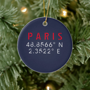 Paris lengitude Latitude Navy Keramisch Ornament
