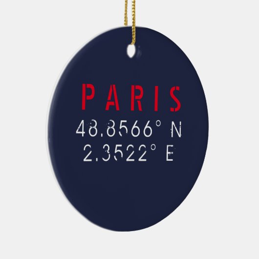 Paris lengitude Latitude Navy Keramisch Ornament (Rechts)