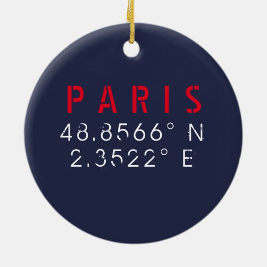 Paris lengitude Latitude Navy Keramisch Ornament (Achterkant)
