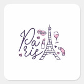 Paris Lettering Vierkante Sticker (Voorkant)