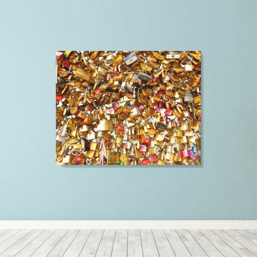 Paris Liefde hangsloten 2 Canvas Afdruk (Insitu (Houten vloer))