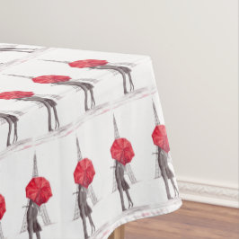 Paris liefde paar rode paraplu bruiloft Jubileum Tafelkleed