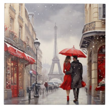 Paris Liefde: Romantische Winter Eiffeltoren Wande
