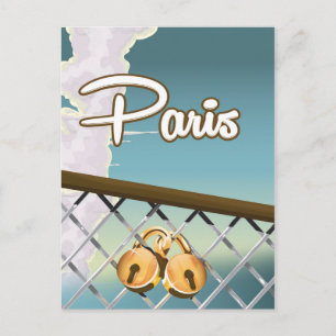Paris liefdeshangsloten briefkaart