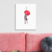 Paris liefdespaar met rode paraplu Canvas druk Afdruk (Insitu (Woonkamer))