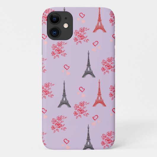 Paris Liefdespatroon – Eiffeltoren & Rozens Naadlo Case-Mate iPhone Case (Achterkant)