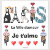 Paris liefdesstad Ik hou van je Sticker (Vel)