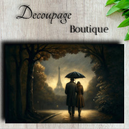 Paris Liefhebbers in de Regen Decoupage Tissuepapier