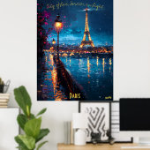Paris Lights at Dusk - Romantische avondkunst Poster (Thuiskantoor)