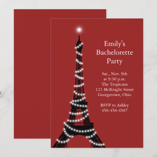 Paris Lights Bachelorette Party Kaart (Voorkant / Achterkant)
