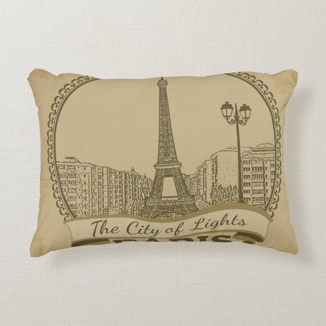 Paris Lights:  Landschap Briefkaart Accent Kussen (Voorkant)