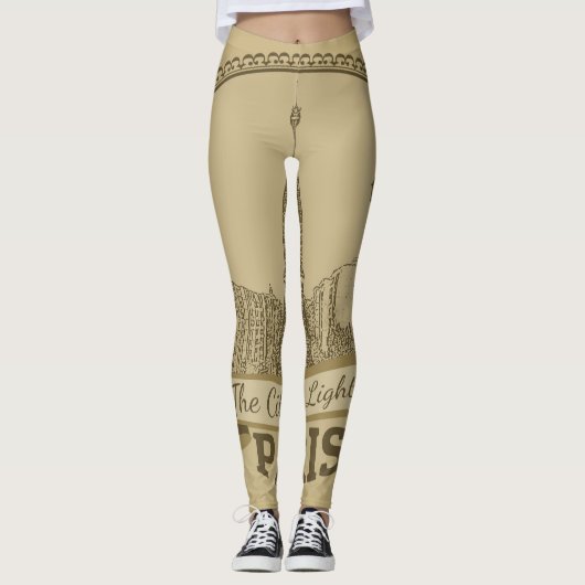 Paris Lights:  Landschap Briefkaart Leggings (Voorkant)