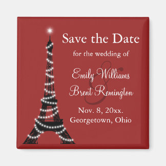 Paris Lights Red de datummagneet Magneet