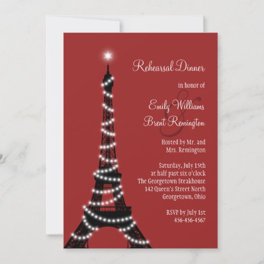 Paris Lights Rehearsal Dinner Invitation Kaart (Voorkant)