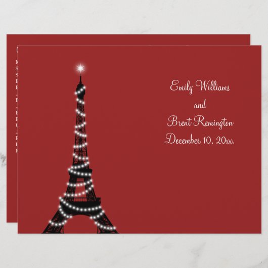 Paris Lights Wedding Programme (Voorkant / Achterkant)
