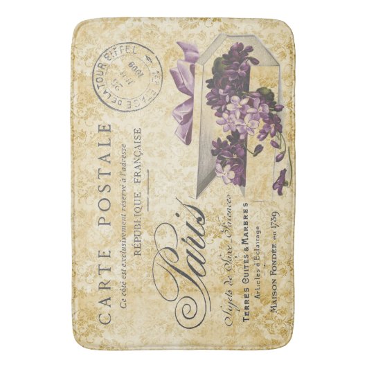 Paris Lilacs Carte Postale Badmat (Voorkant Verticaal)