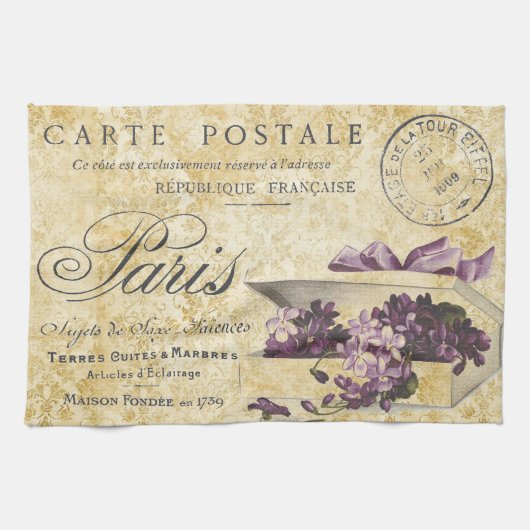 Paris Lilacs Carte Postale Theedoek (Horizontaal)