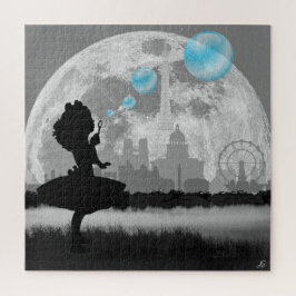 PARIS Little Girl Making Blue Bubble Art Puzzle Legpuzzel