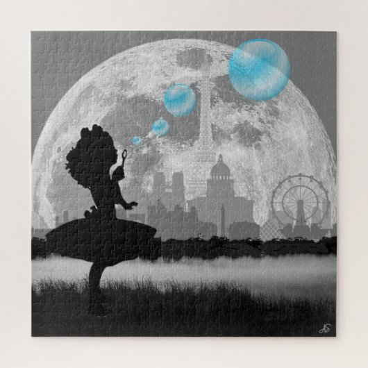 PARIS Little Girl Making Blue Bubble Art Puzzle Legpuzzel (Verticaal)