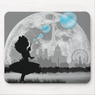 PARIS Little Girl Making Blue Bubble Muismat