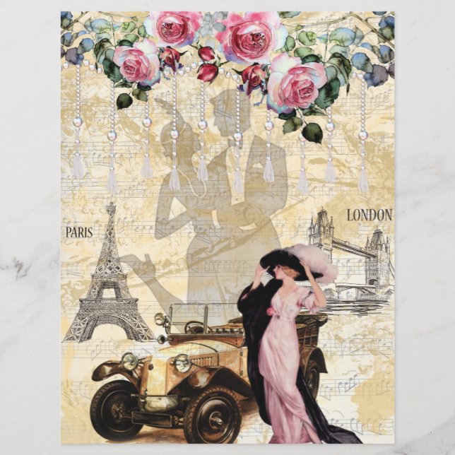 Paris London Mode Collage Scrapbook Paper (Voorkant)
