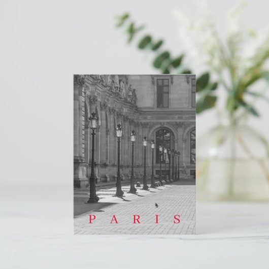 Paris Louvre binnenplaats lantaarnpalen zicht ansi Briefkaart (Staand voorkant)