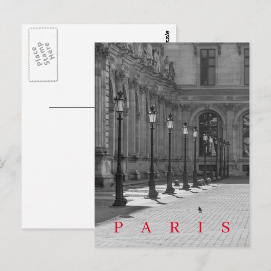 Paris Louvre binnenplaats lantaarnpalen zicht ansi Briefkaart (Voorkant / Achterkant)
