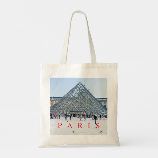Paris Louvre Pyramid uitzicht canvas tas (Achterkant)