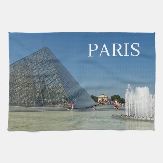 Paris Louvre Pyramid uitzicht theedoek (Horizontaal)